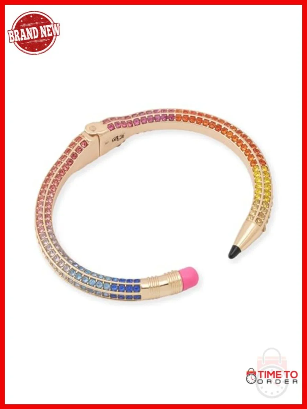 Cuff Bracelet Pencil Silhouette Pavé Hinge Closure Lightweight Back to School